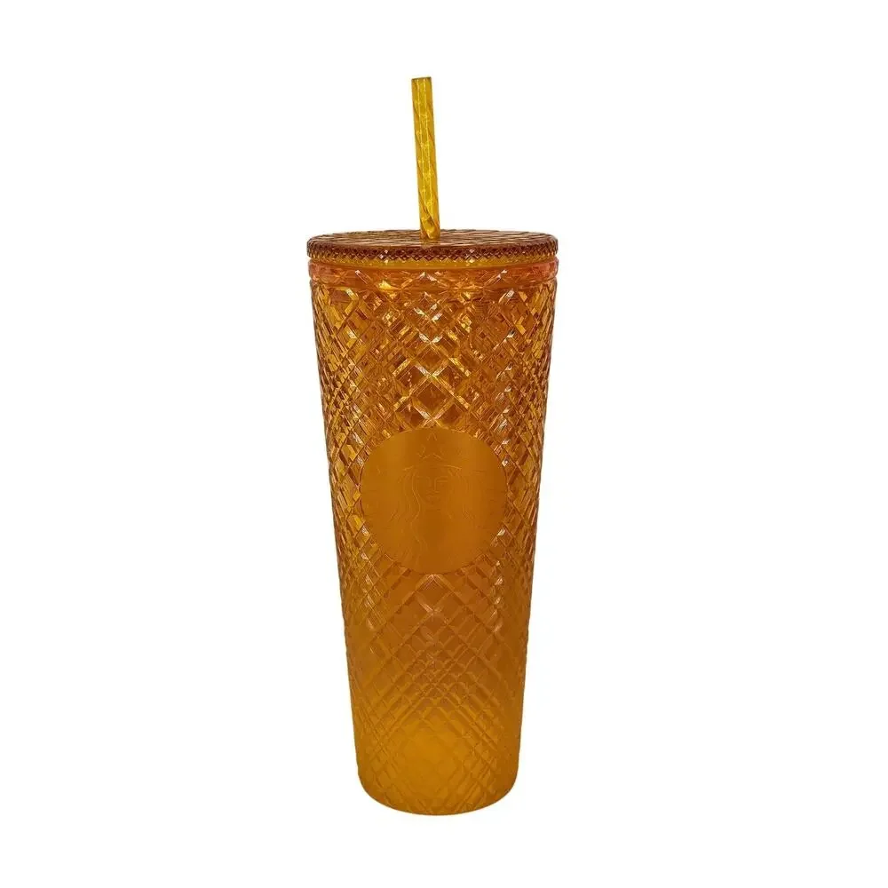 STARBUCKS COLLECTIBLE TUMBLER – VIBRANT YELLOW – TEXTURED SURFACE – 24OZ